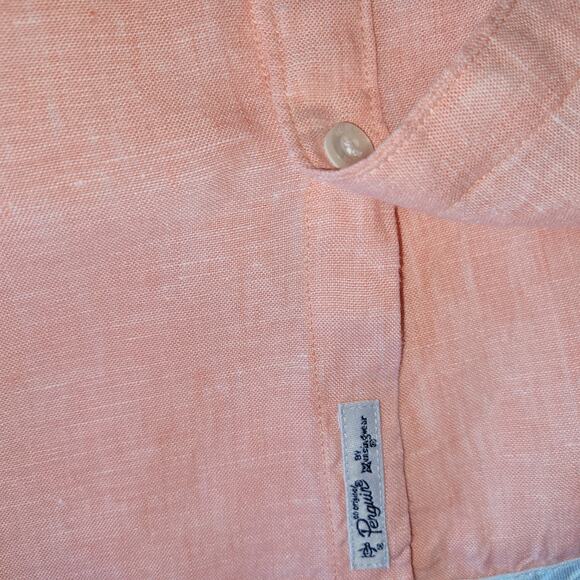An Original Penguin Linen Button Down Shirt Men XL Salmon Classic Coastal Preppy - Picture 7 of 11